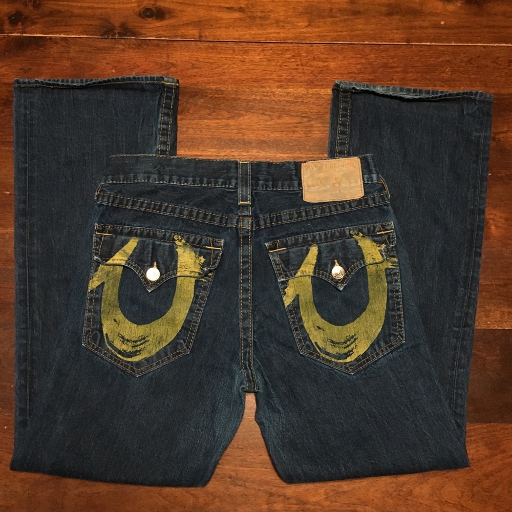 True Religion Boot Jeans 34x33 Green Flap Pocket